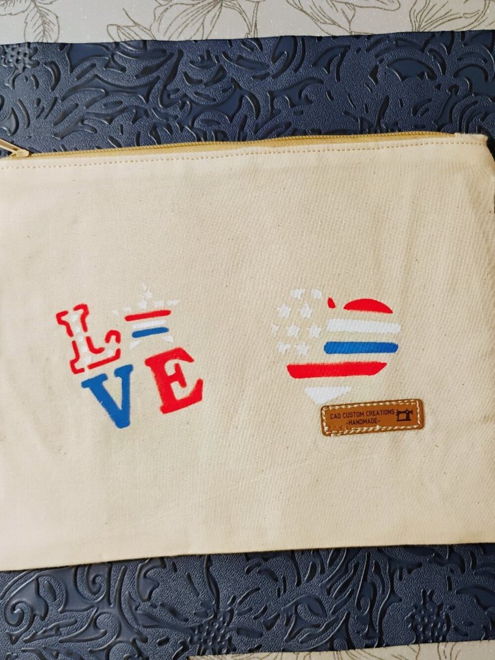 Patriotic Red White and Blue zippered pouch